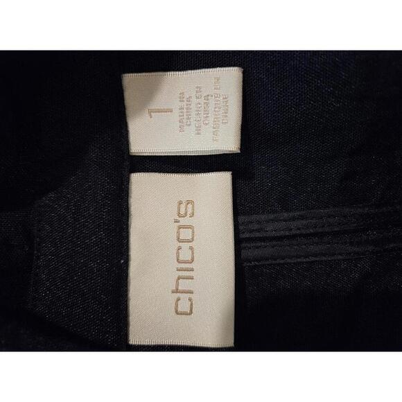 Chico's Size 1 Medium Size 8 Navy blue open front jacket with lace detail - Picture 4 of 6